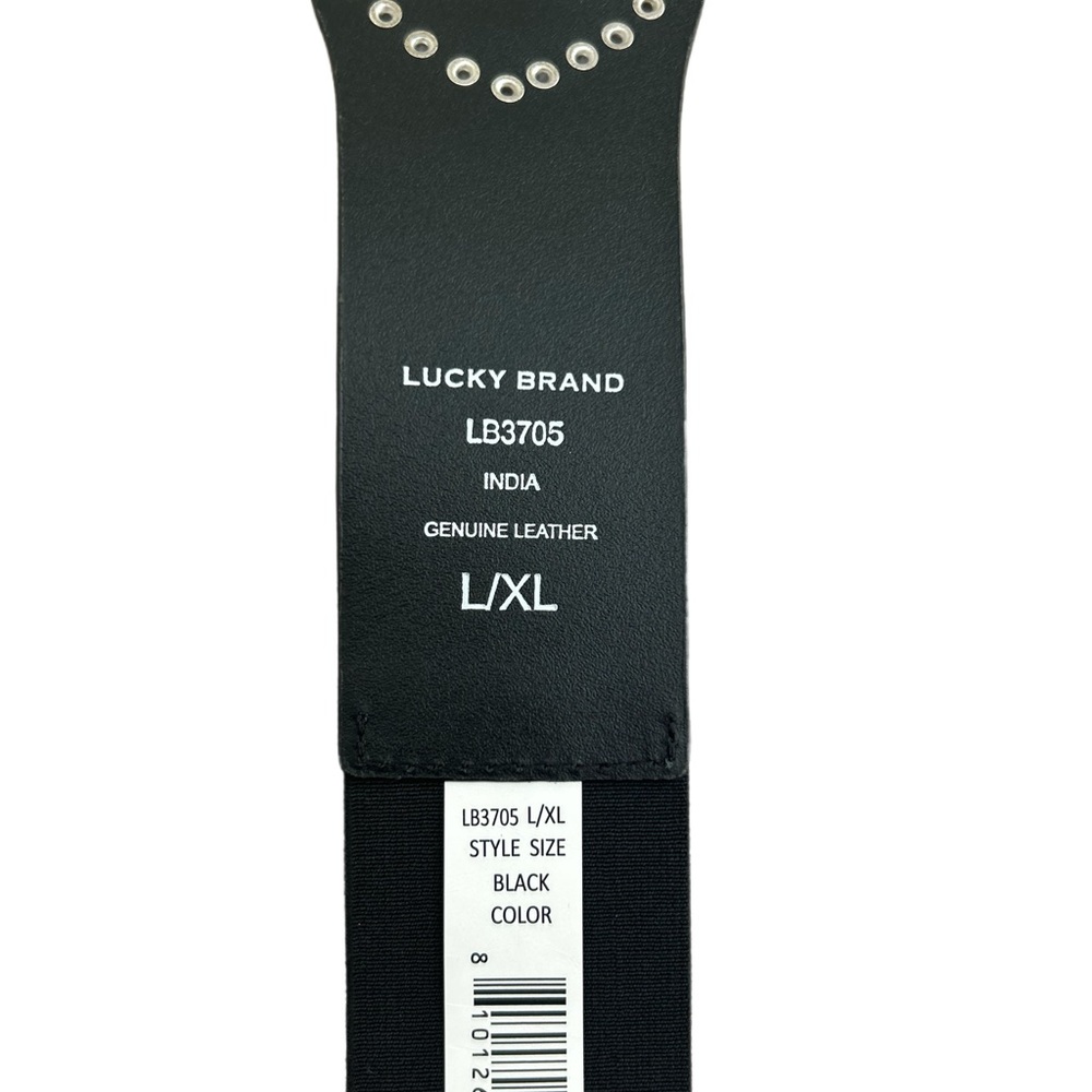 Lucky Brand Black Studded Suede Stretch Belt with Silver Accents - Picture 5 of 6
